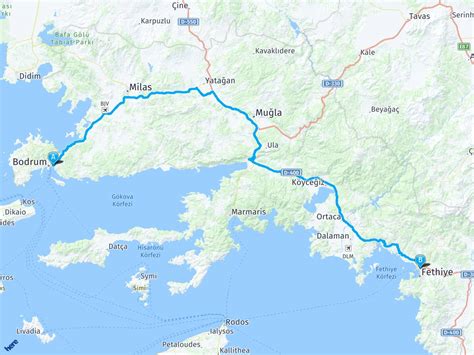 Bodrum to fethiye distance